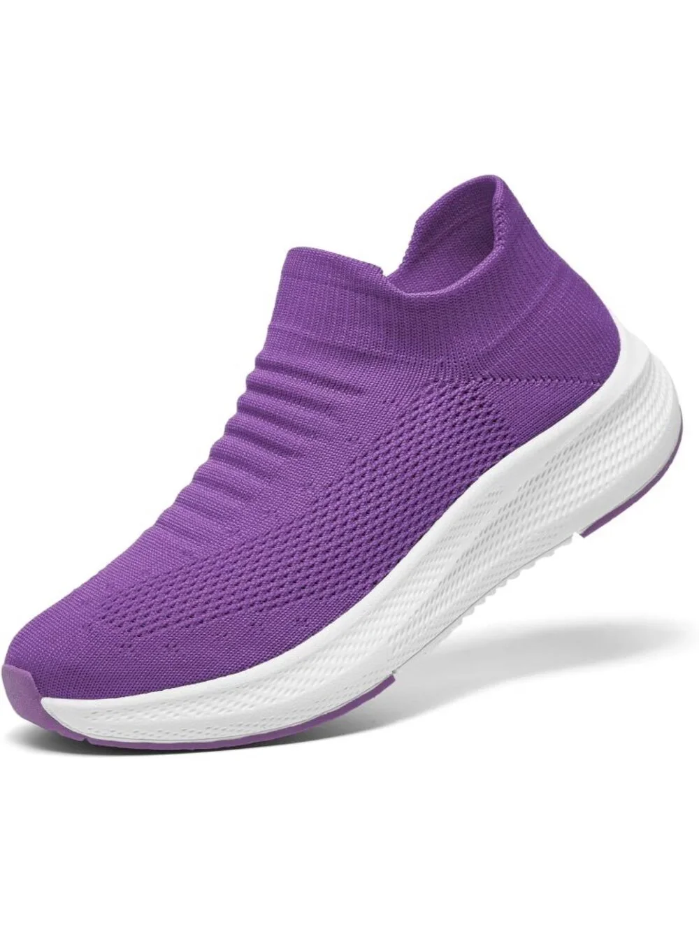 Women's Purple Comfort Lightweight Sock Work Mesh Slip on Casual Sneaker Shoes